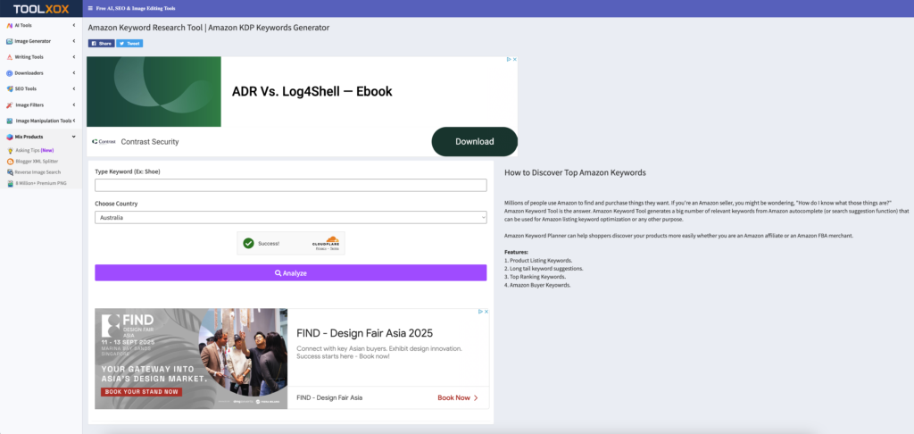 Toolxox Amazon Keyword Tool